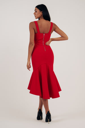 BROADWAY FISHTAIL MIDI DRESS - RED ...